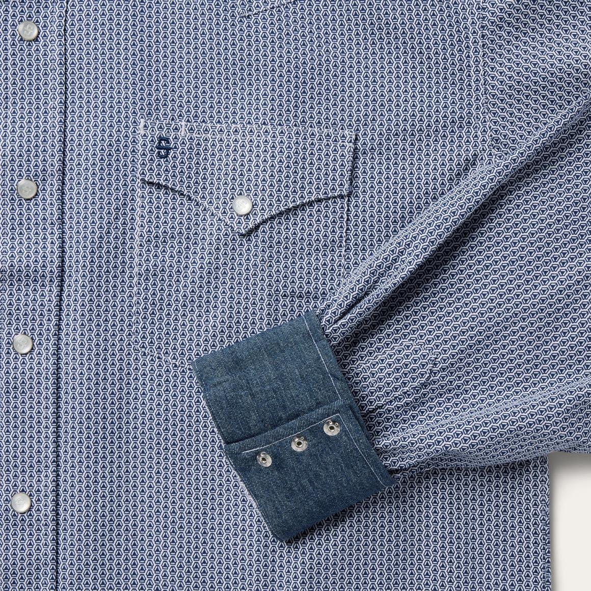 Blue Deco Geo Print Western Shirt Blue Men Stetson Classic Cut