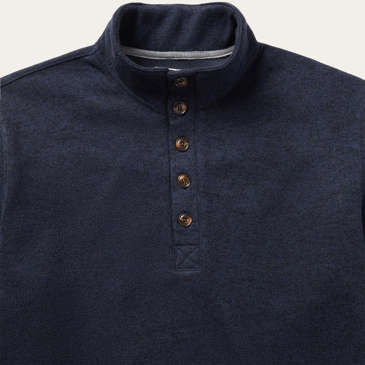 Button-Front Blue Pullover Knit Sweater Blue Men Stetson Sweaters & Hoodies