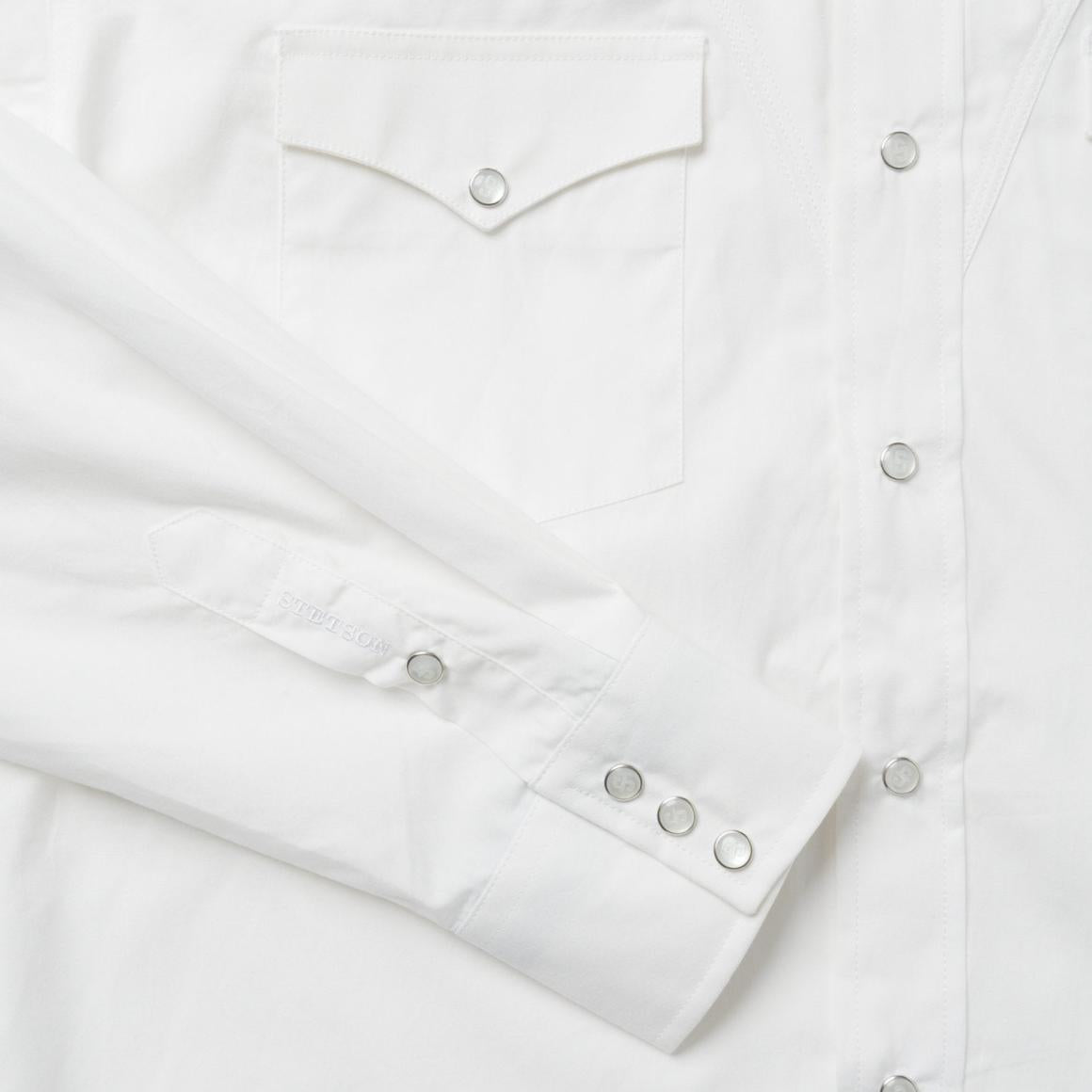 Classic Solid Snap Poplin Shirt In Optic White White Men Stetson Classic Cut