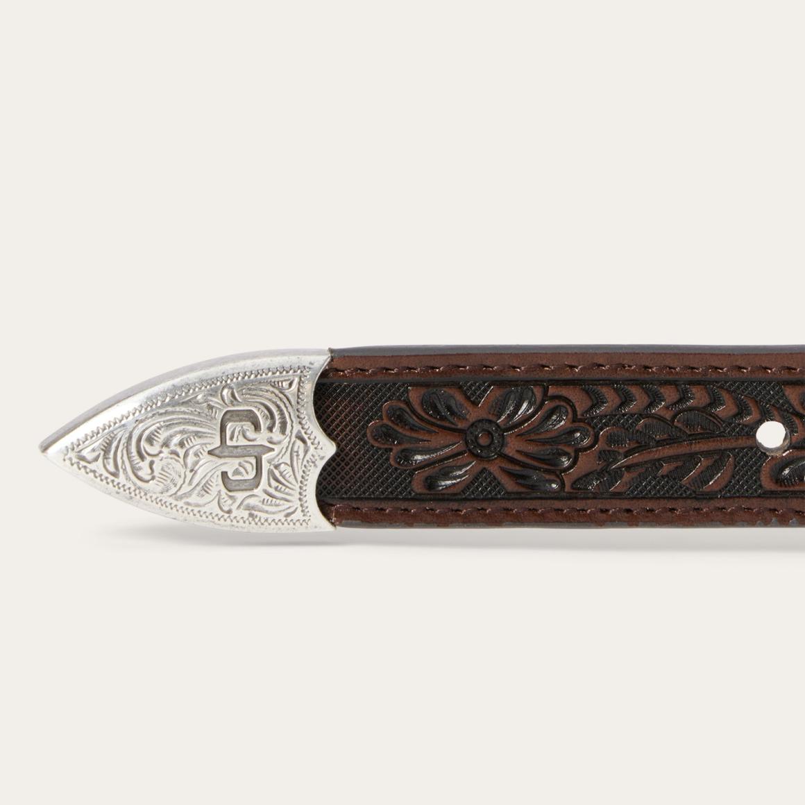 Croco Print Tooled Tapered Belt Brown/cognac Men Stetson Belts