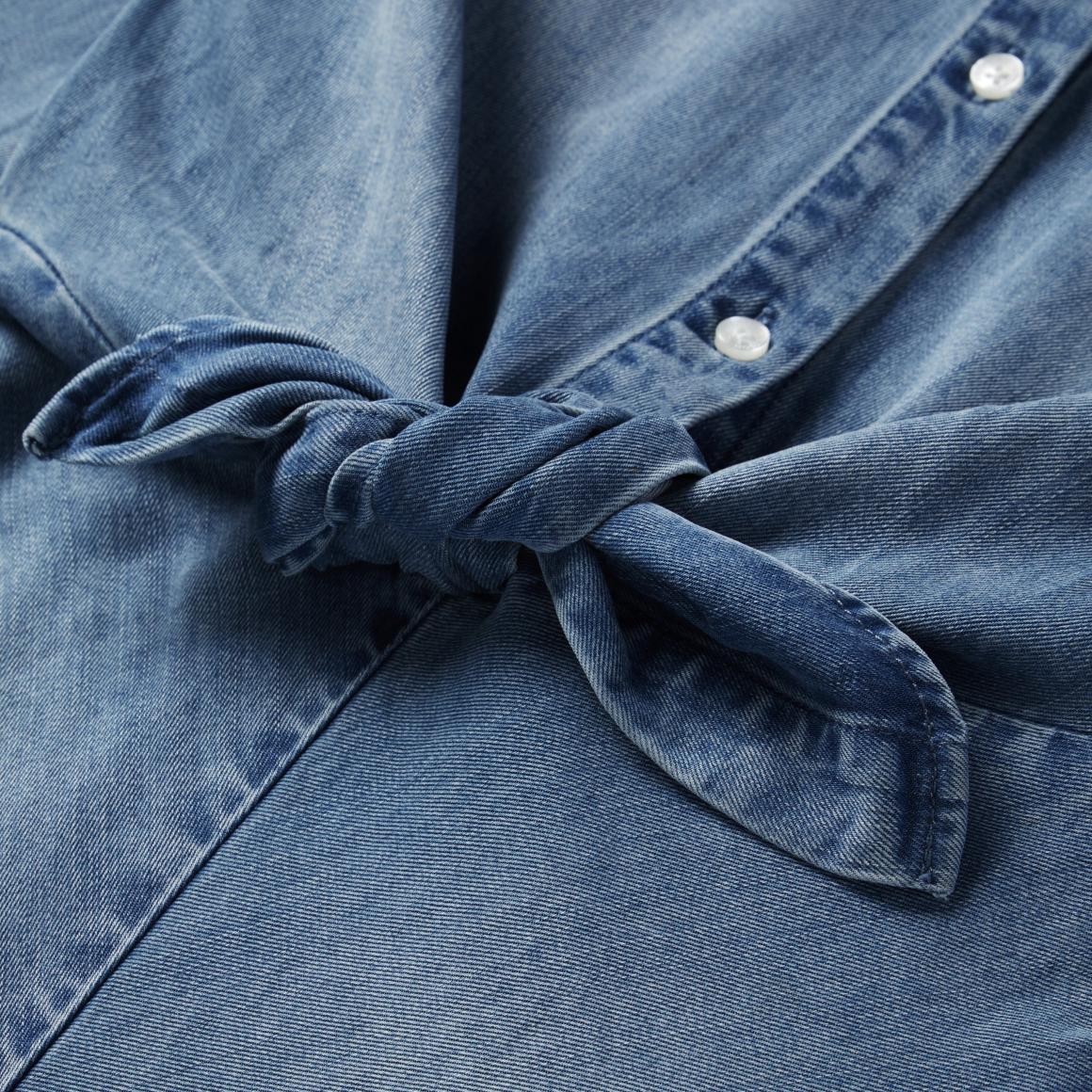 Denim Tie-Front Dress Blue Women Stetson Midi