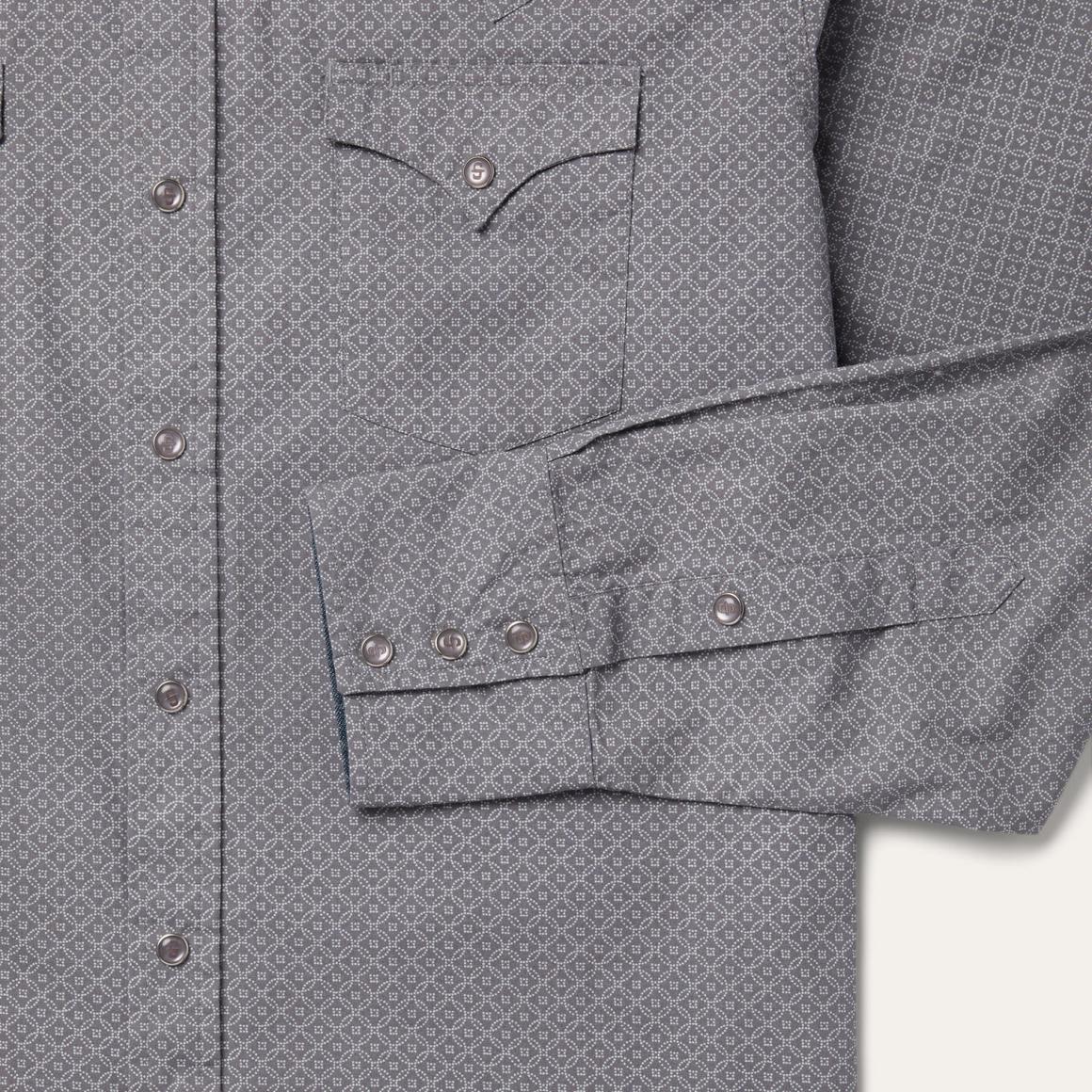 Diamond Print Western Shirt Grey Men Stetson Western Shirts
