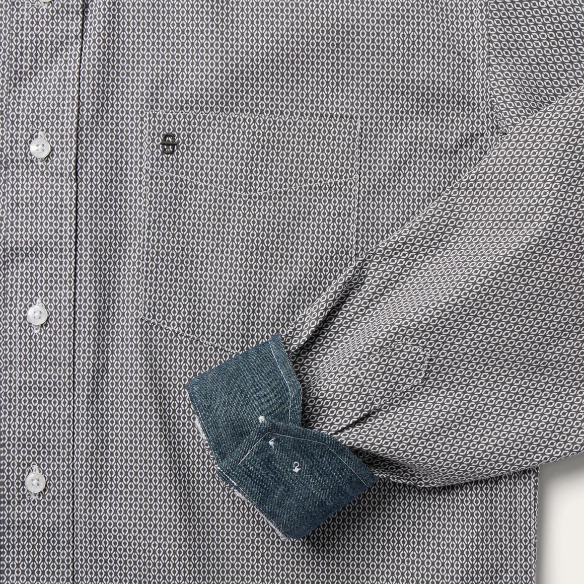 Grey Geo Print Button Front Shirt Grey Men Stetson Western Shirts