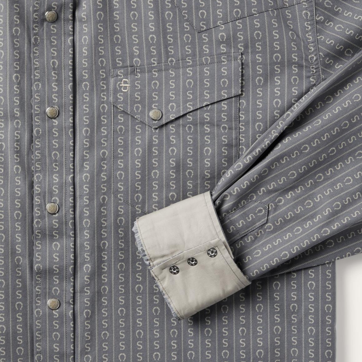 Horseshoe Stripe Print Shirt Grey Men Stetson Classic Cut