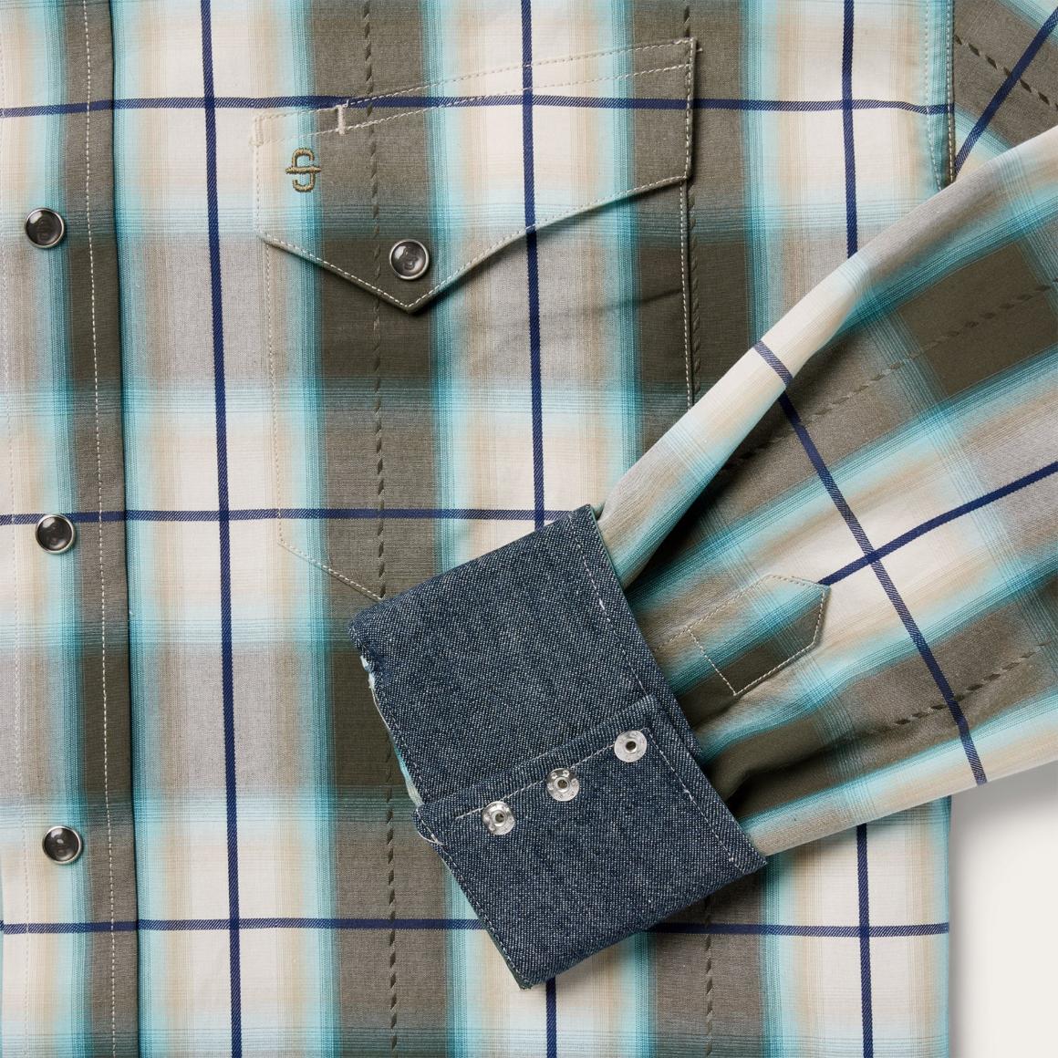 Olive Ombre Plaid Western Shirt Green Men Stetson Western Shirts