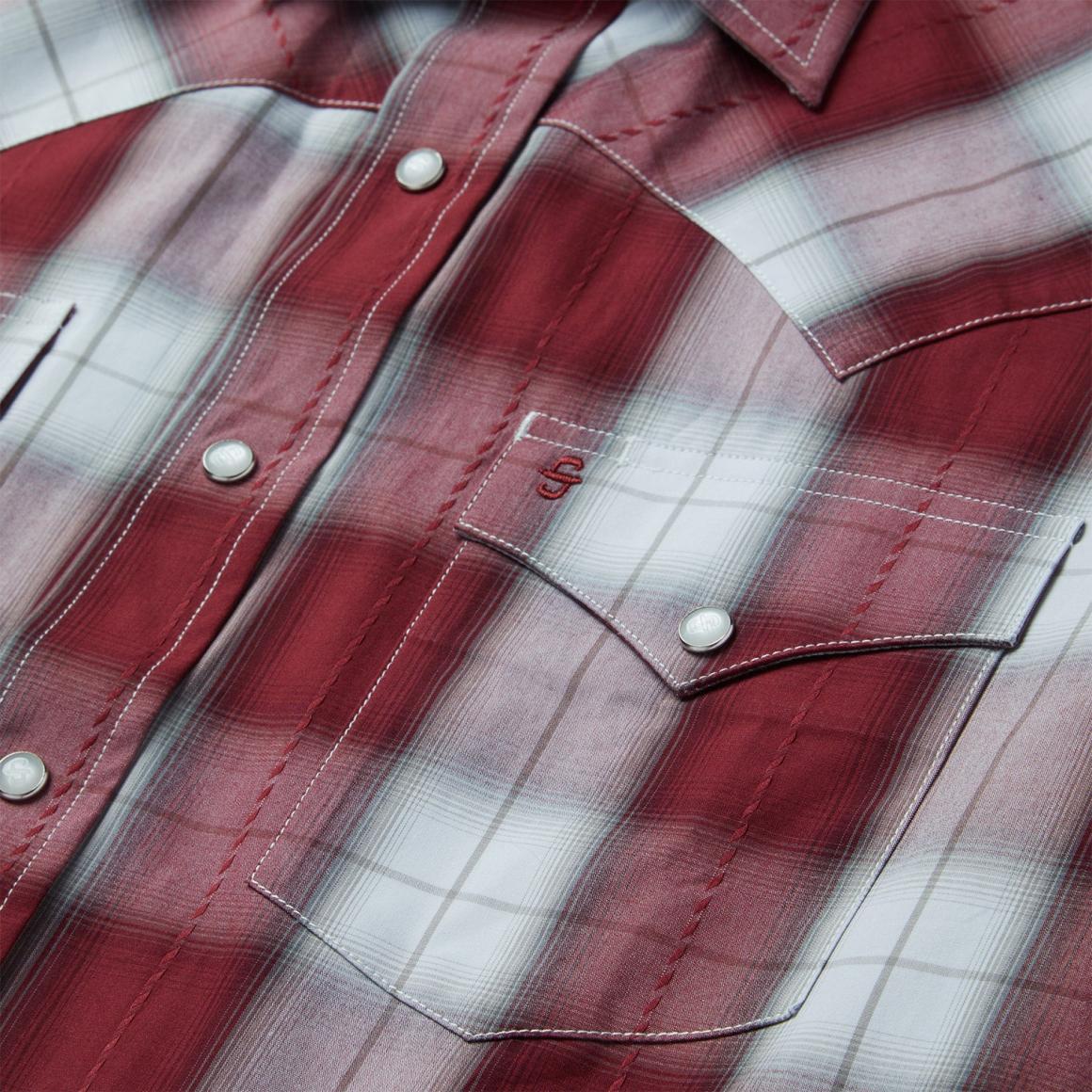 Shadow Plaid Short Sleeve Western Shirt Wine Men Stetson Western Shirts