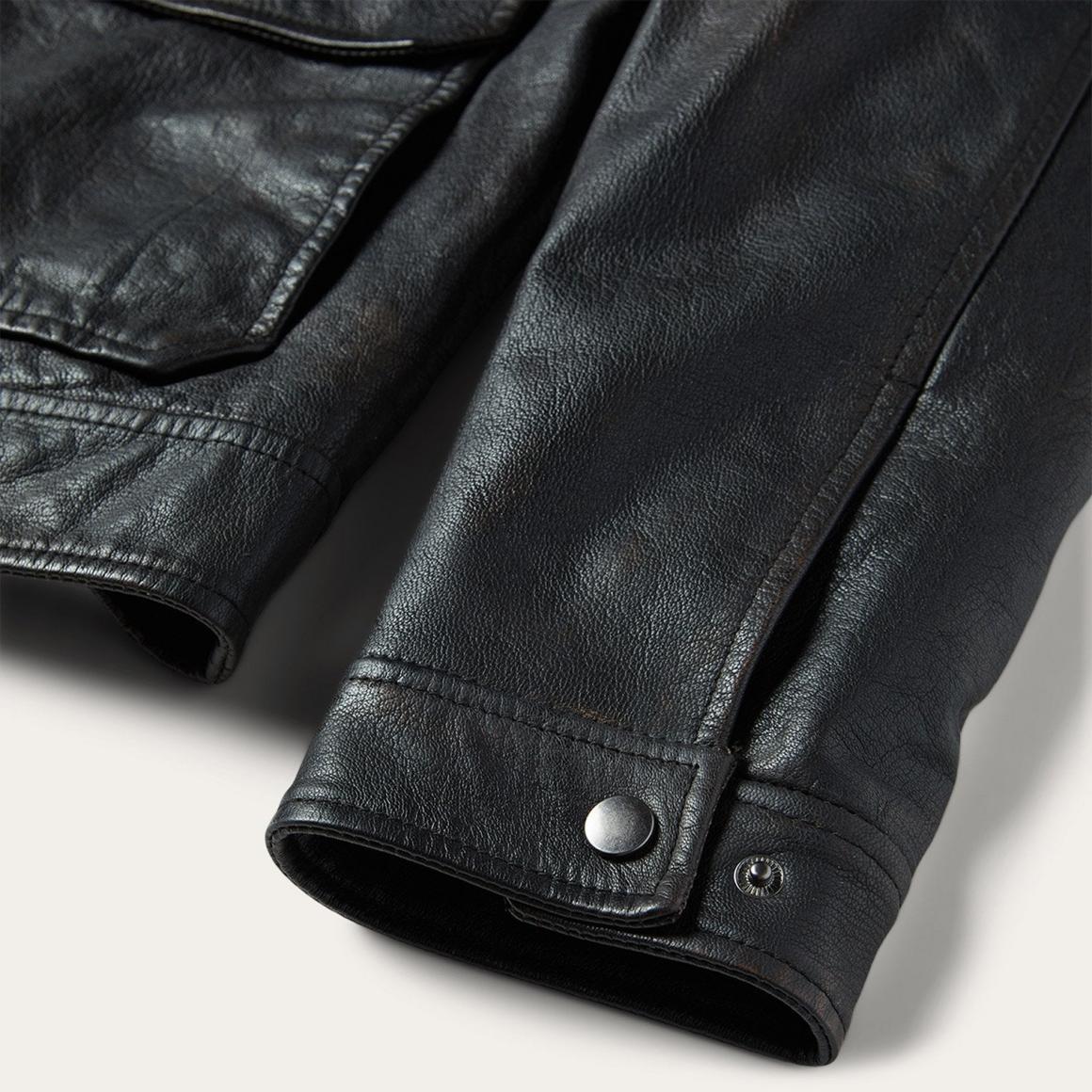 Snap Front Leather Jacket Brown Men Stetson Jackets