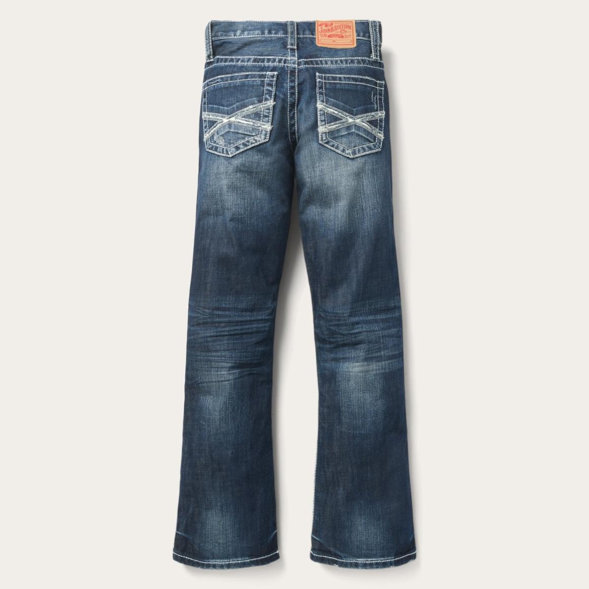 1014 Fit Destructed Medium Wash Jeans Blue Men Stetson Boot Cut