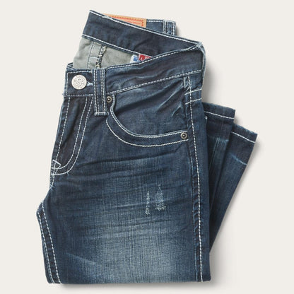 1014 Fit Destructed Medium Wash Jeans Blue Men Stetson Boot Cut