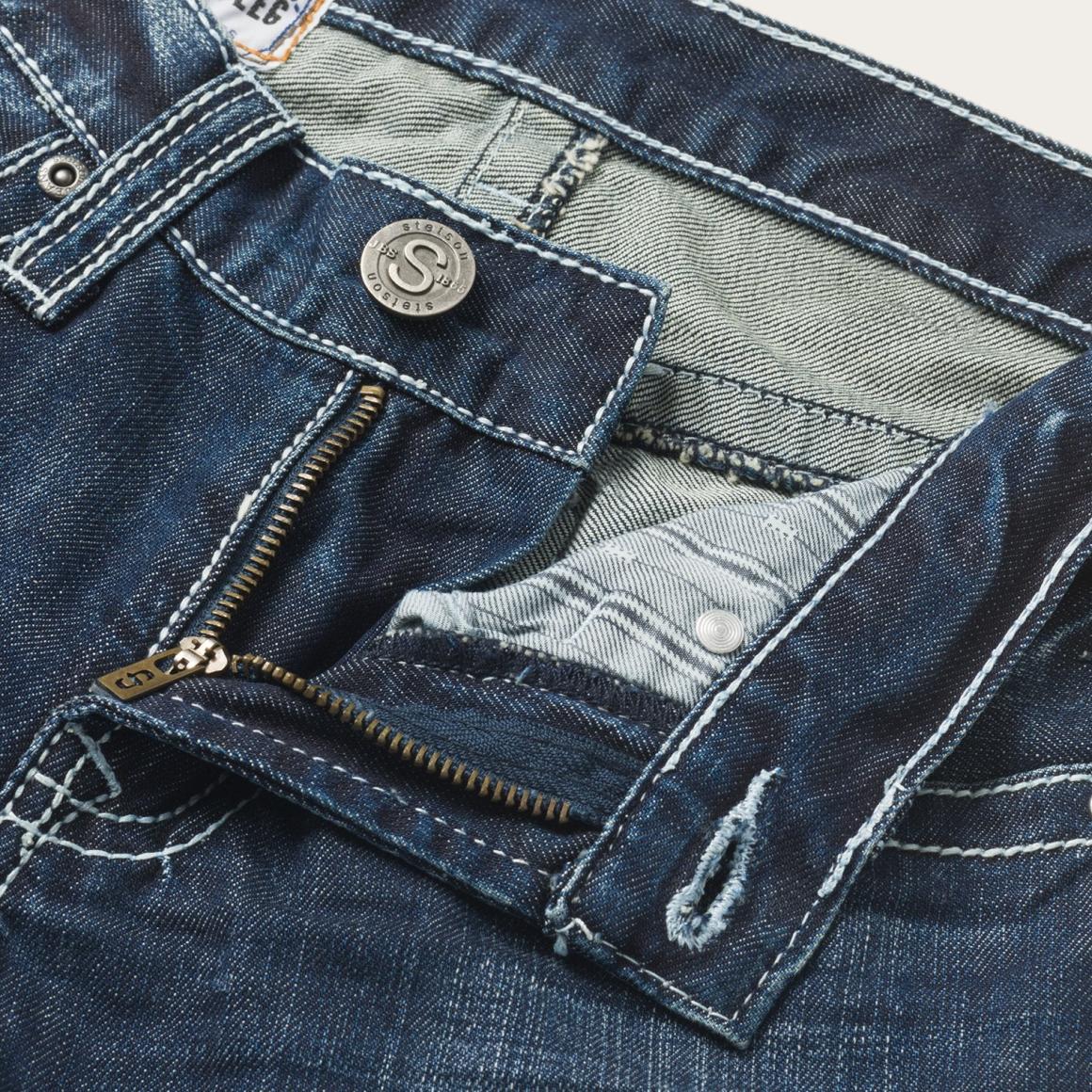 1014 Fit Destructed Medium Wash Jeans Blue Men Stetson Boot Cut