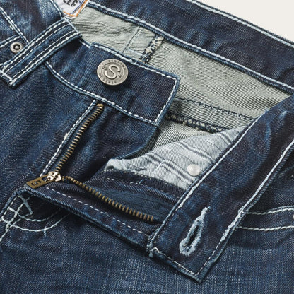 1014 Fit Destructed Medium Wash Jeans Blue Men Stetson Boot Cut