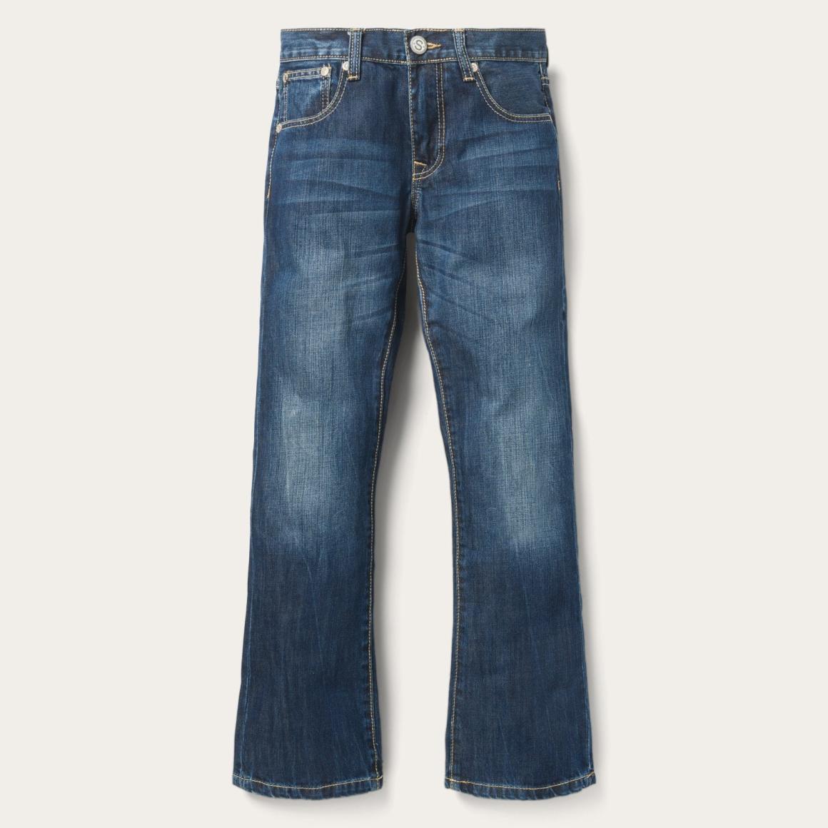 1014 Fit Semi-Destructed Wash Jeans Blue Men Stetson Boot Cut