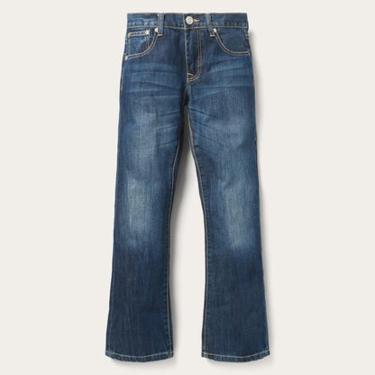 1014 Fit Semi-Destructed Wash Jeans Blue Men Stetson Boot Cut