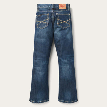 1014 Fit Semi-Destructed Wash Jeans Blue Men Stetson Boot Cut