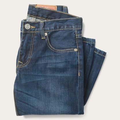 1014 Fit Semi-Destructed Wash Jeans Blue Men Stetson Boot Cut
