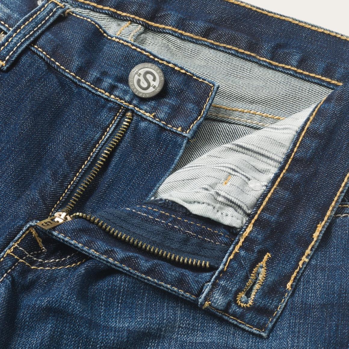 1014 Fit Semi-Destructed Wash Jeans Blue Men Stetson Boot Cut
