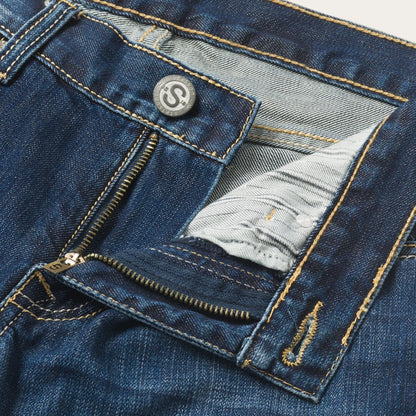 1014 Fit Semi-Destructed Wash Jeans Blue Men Stetson Boot Cut