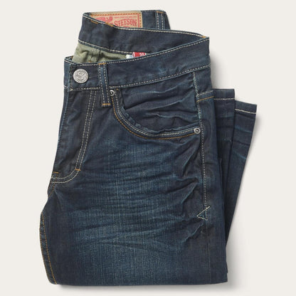 1312 Fit Jeans With A Pieced Back Pocket Blue Men Stetson Boot Cut