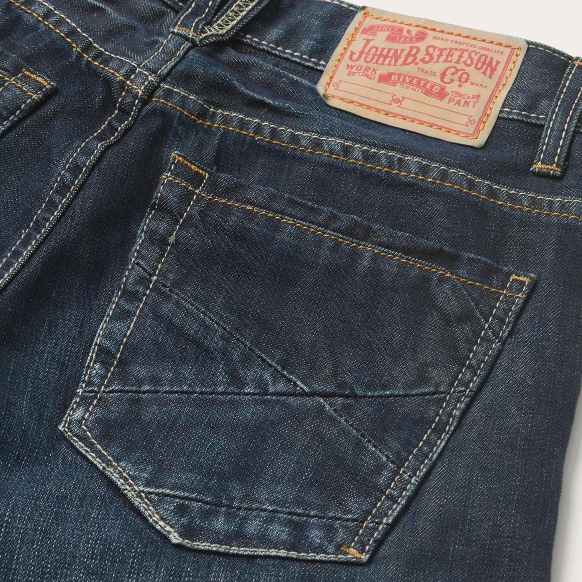 1312 Fit Jeans With A Pieced Back Pocket Blue Men Stetson Boot Cut