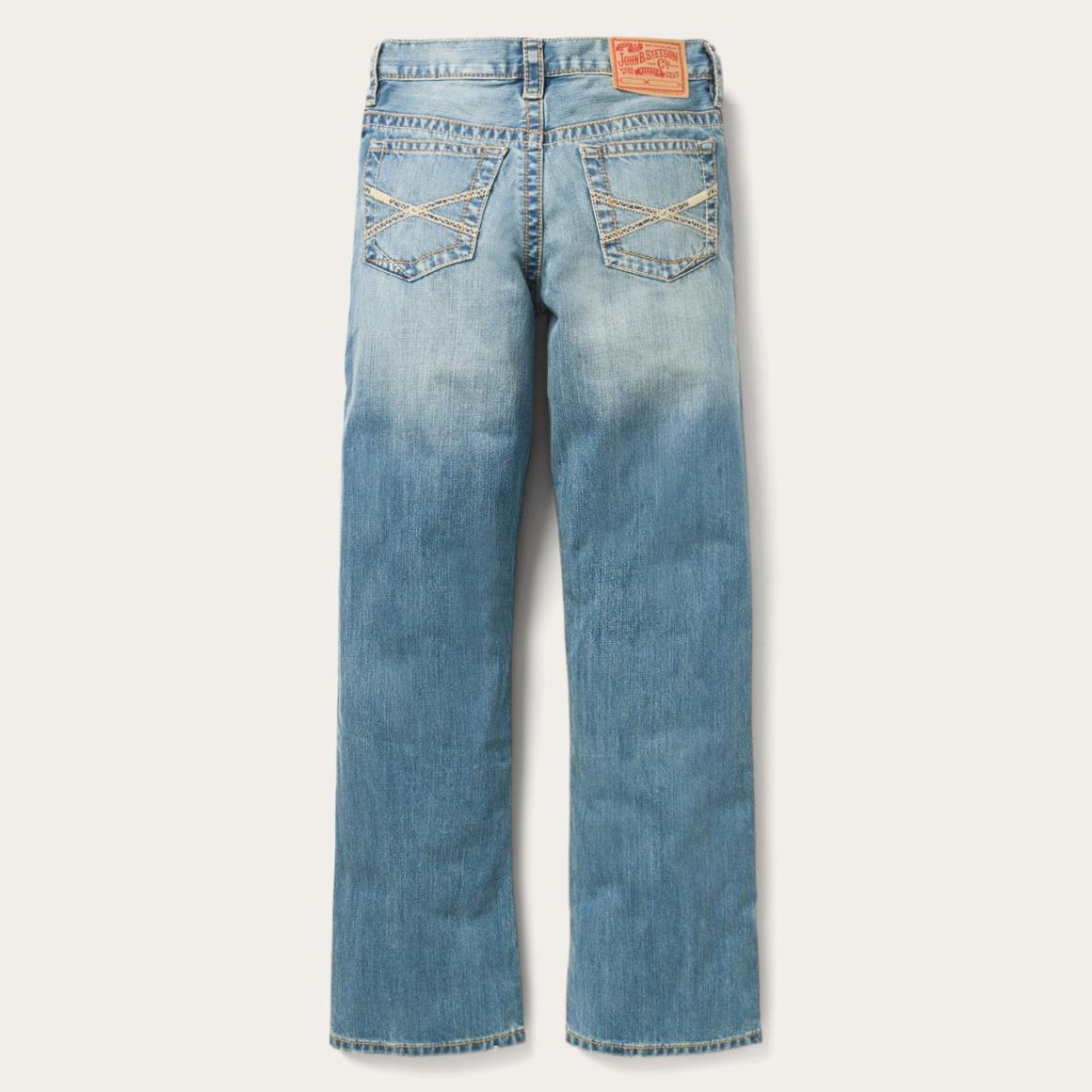 1520 Fit Light Wash Jeans With Tacking Blue Men Stetson Modern Cut