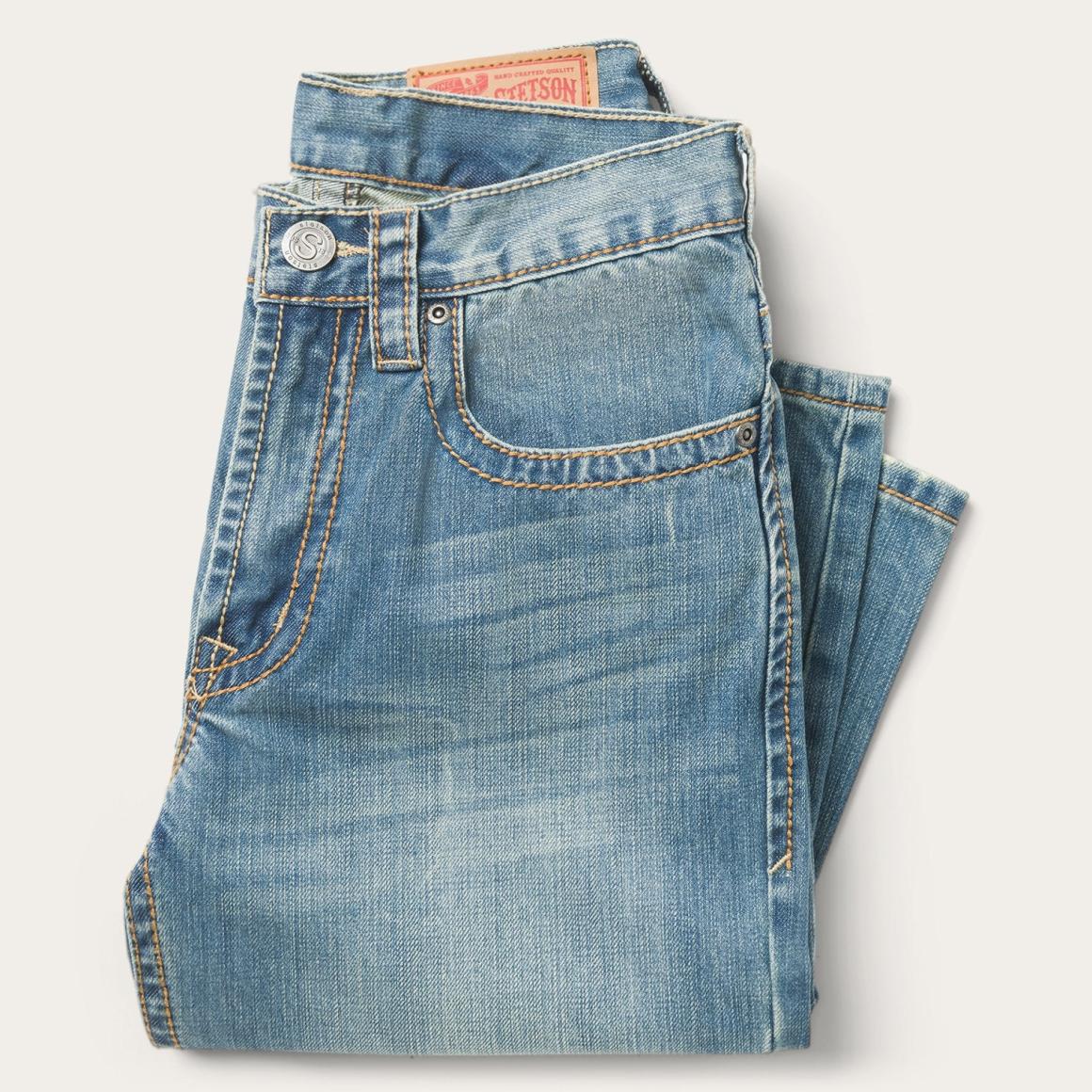 1520 Fit Light Wash Jeans With Tacking Blue Men Stetson Modern Cut