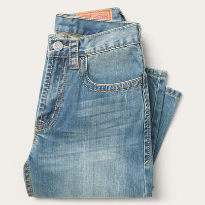1520 Fit Light Wash Jeans With Tacking Blue Men Stetson Modern Cut
