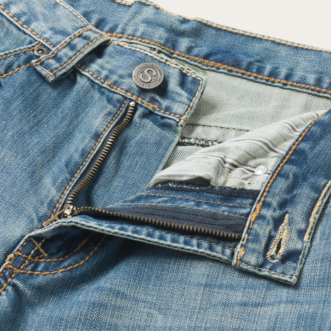 1520 Fit Light Wash Jeans With Tacking Blue Men Stetson Modern Cut