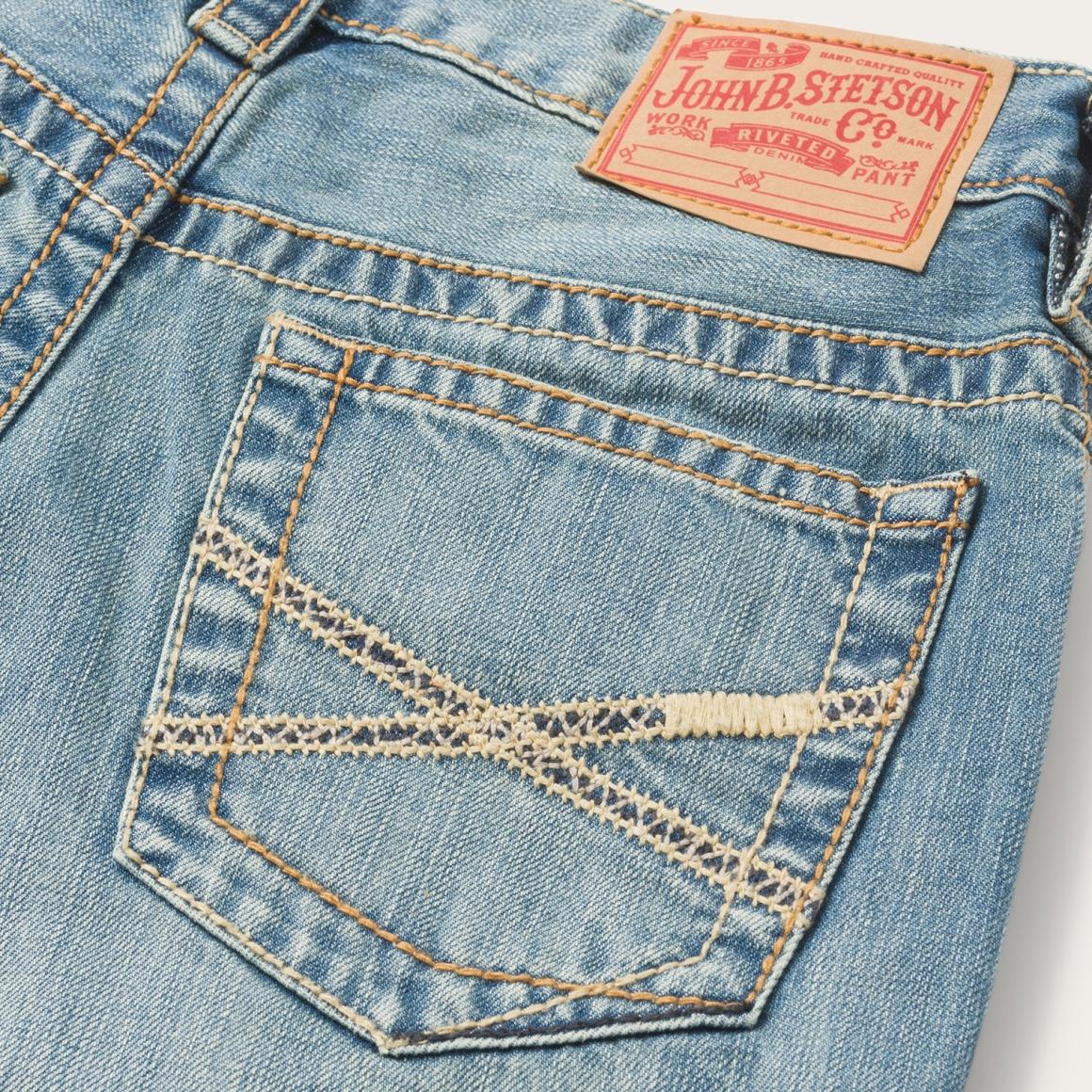 1520 Fit Light Wash Jeans With Tacking Blue Men Stetson Modern Cut