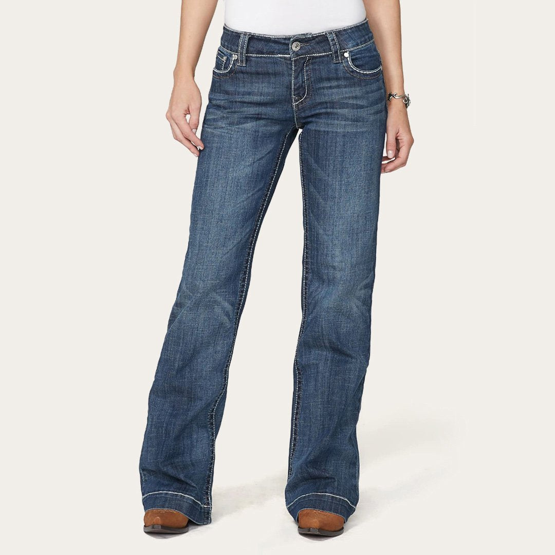 214 City Trouser Jeans With Chevron Back Pocket Blue Women Stetson Denim