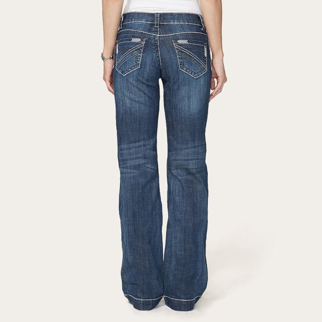 214 City Trouser Jeans With Chevron Back Pocket Blue Women Stetson Denim