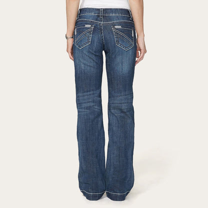 214 City Trouser Jeans With Chevron Back Pocket Blue Women Stetson Denim