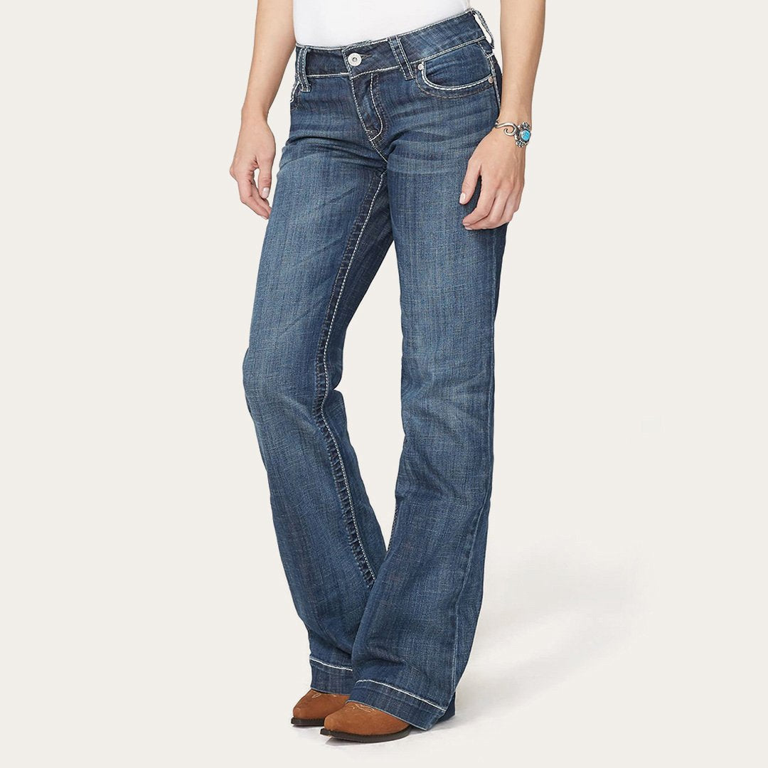 214 City Trouser Jeans With Chevron Back Pocket Blue Women Stetson Denim
