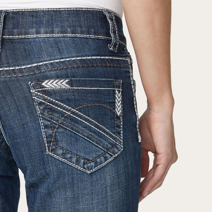214 City Trouser Jeans With Chevron Back Pocket Blue Women Stetson Denim
