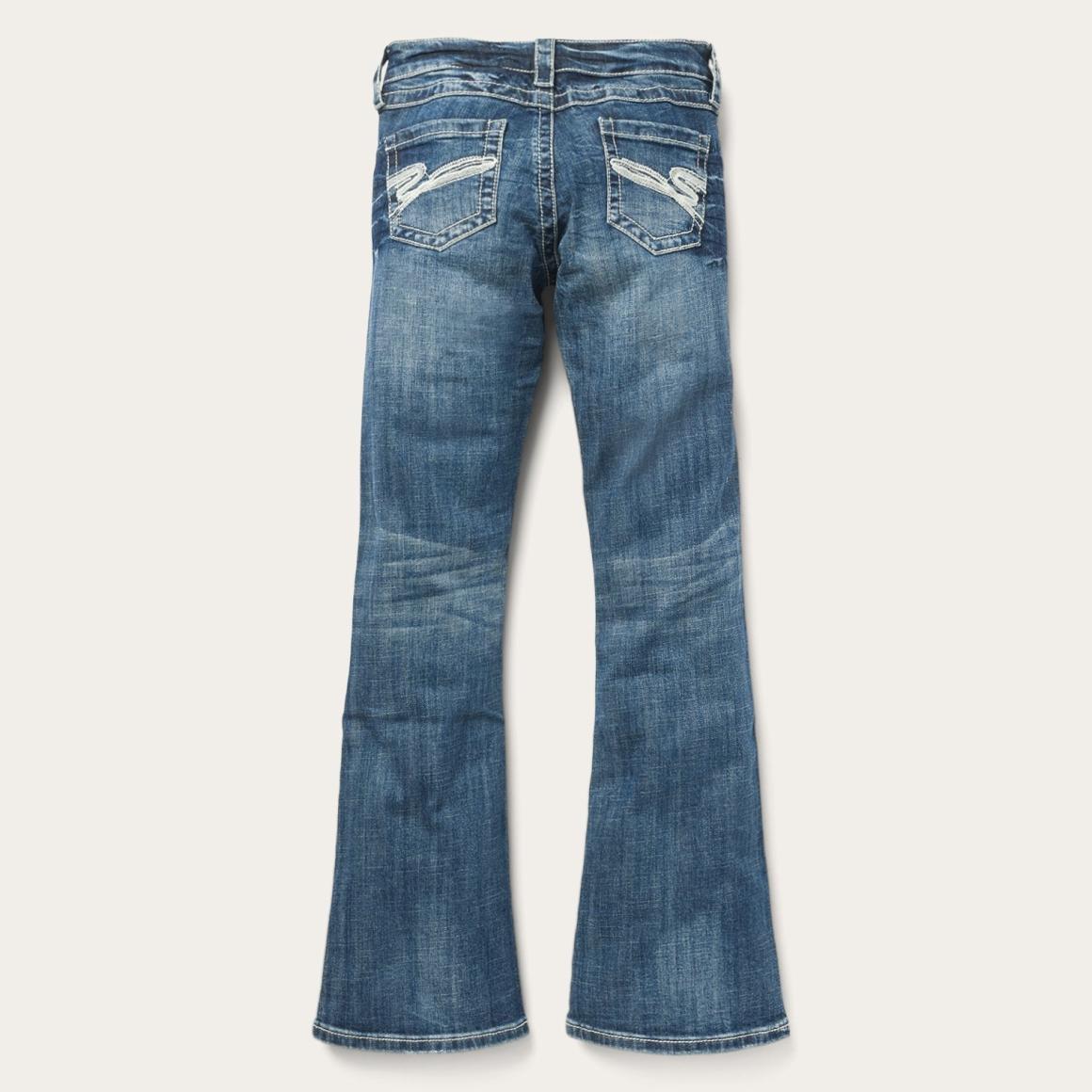 816 Fit Jeans With White "S" Back Pocket Blue Women Stetson Denim