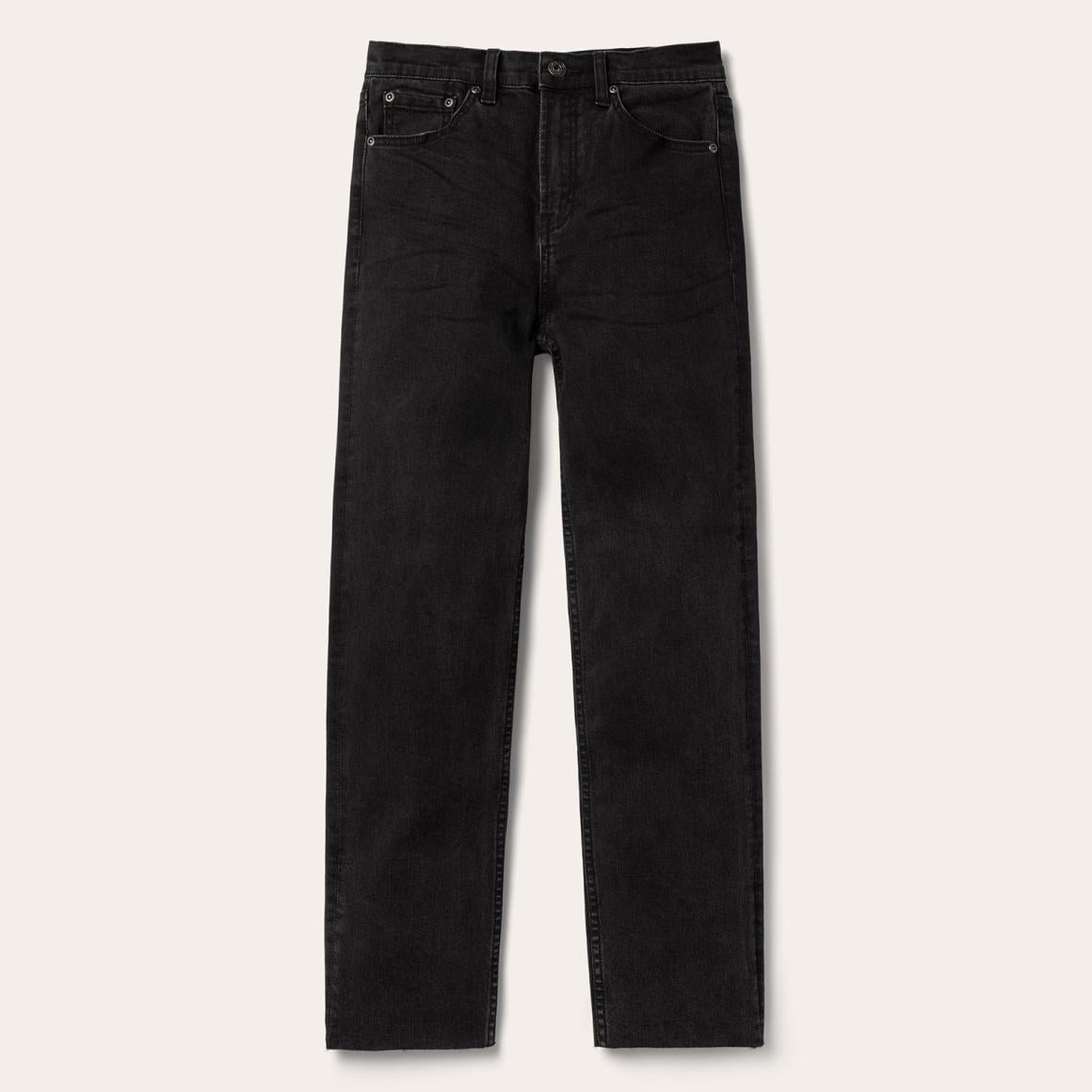 915 High Rise Straight Fit Crop Jeans Black Women Stetson Denim