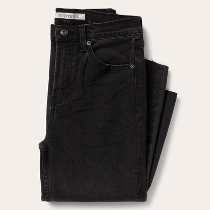 915 High Rise Straight Fit Crop Jeans Black Women Stetson Denim