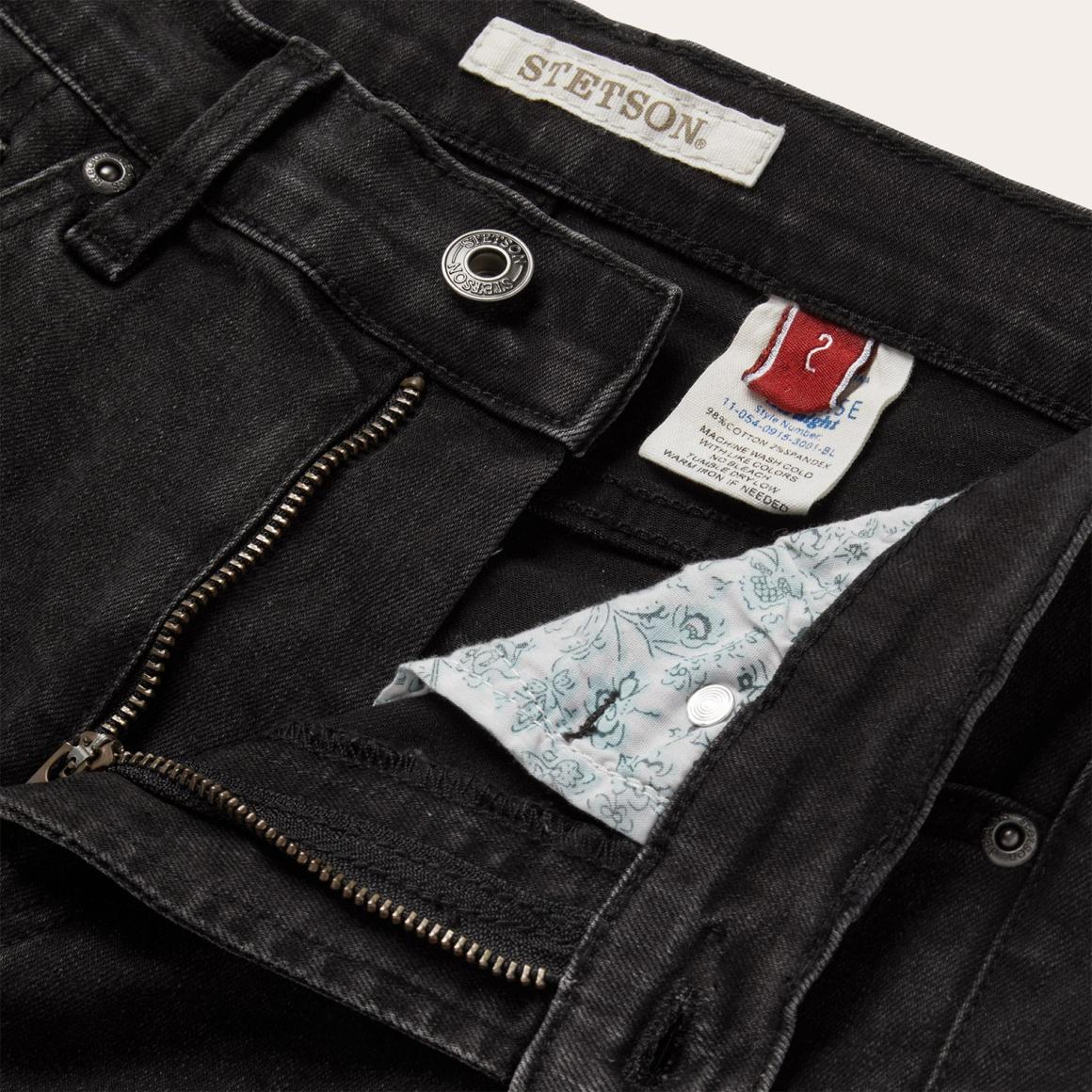 915 High Rise Straight Fit Crop Jeans Black Women Stetson Denim