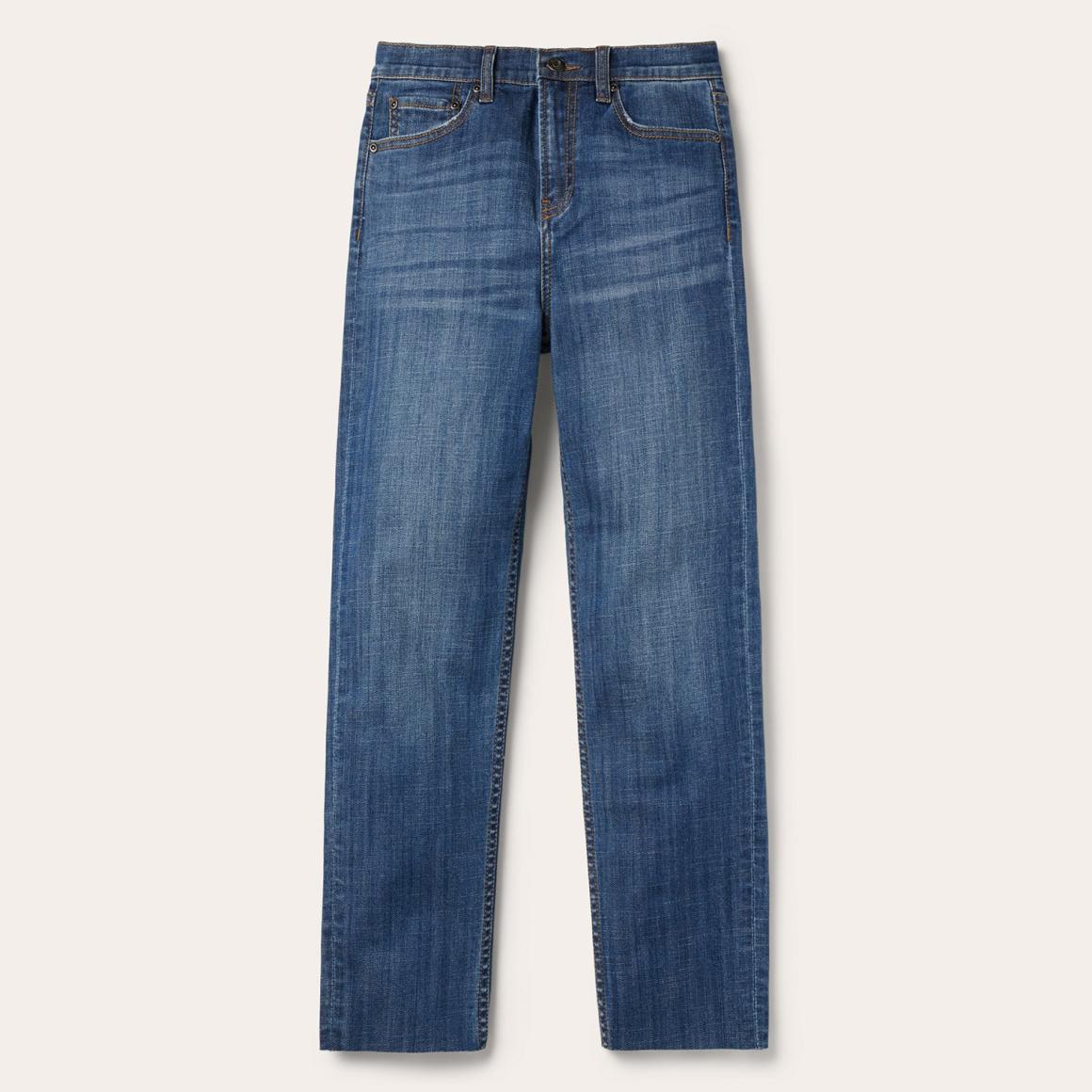 915 High Rise Straight Fit Crop Jeans Blue Women Stetson Denim