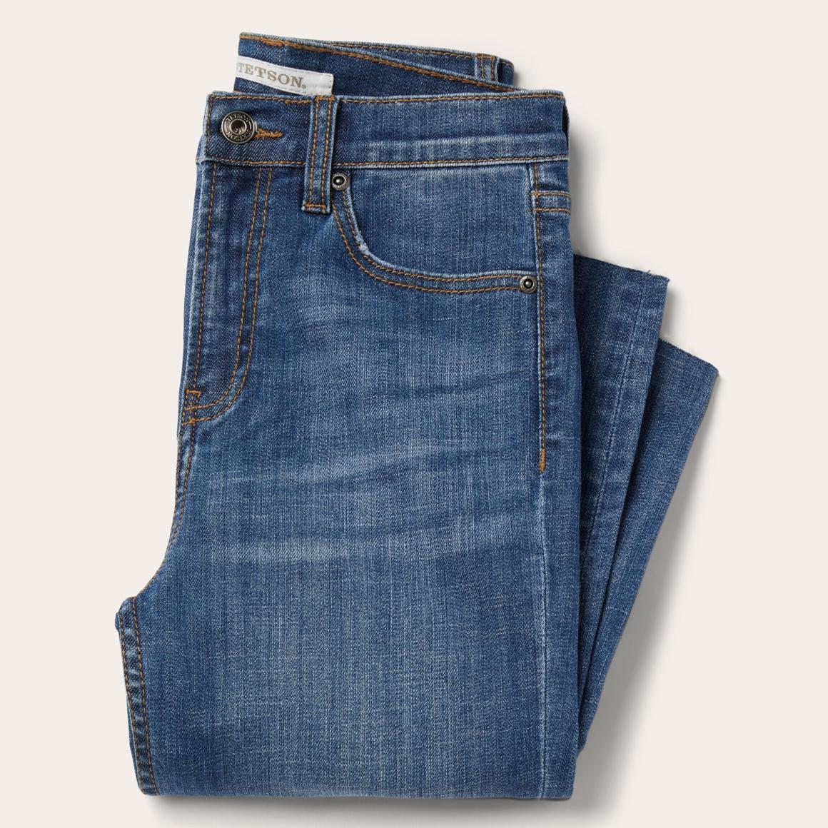 915 High Rise Straight Fit Crop Jeans Blue Women Stetson Denim