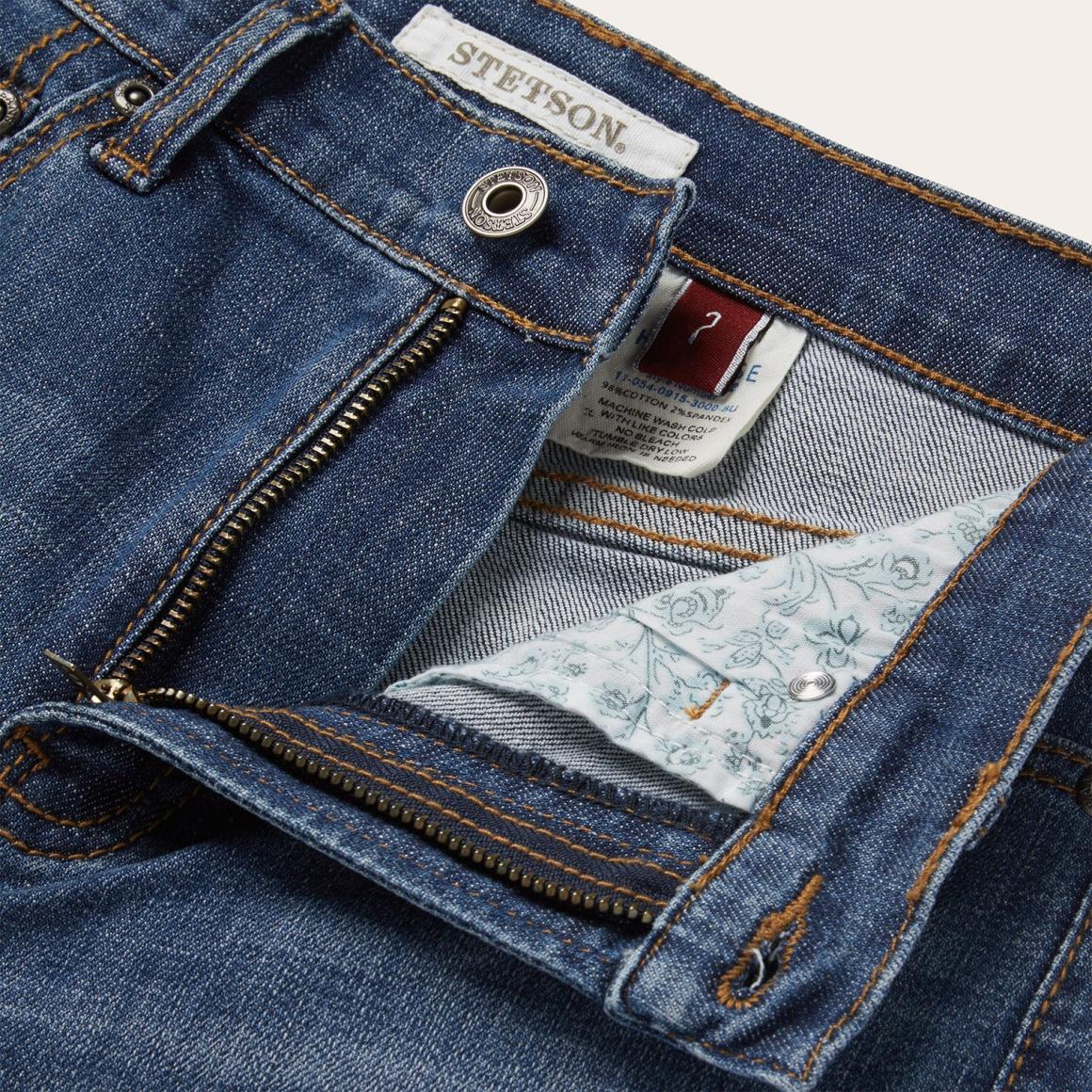 915 High Rise Straight Fit Crop Jeans Blue Women Stetson Denim