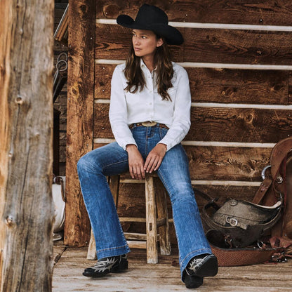 921 High Rise Flare Jeans Blue Women Stetson Denim