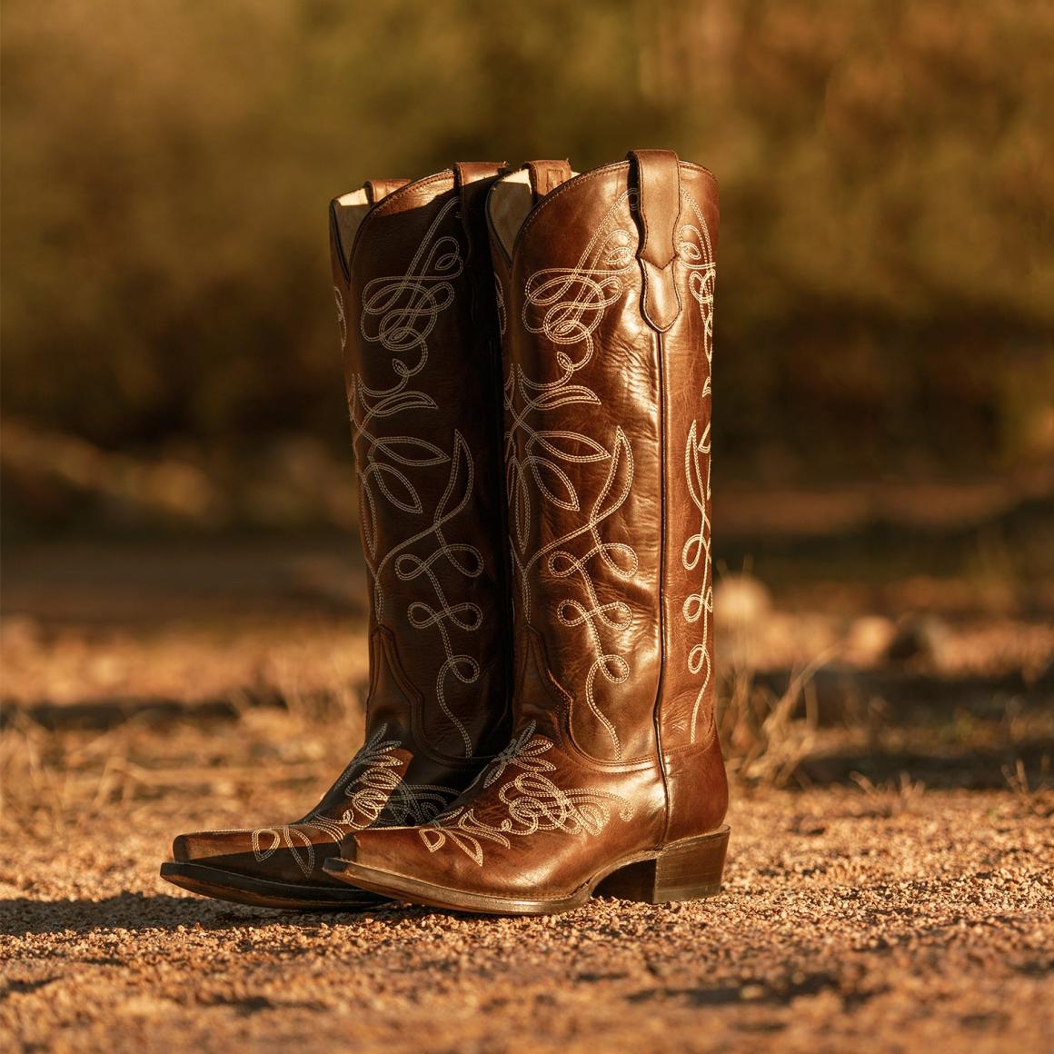 Adeline Burnished Brown Back Zip Cowboy Boot Brown Women Stetson Western