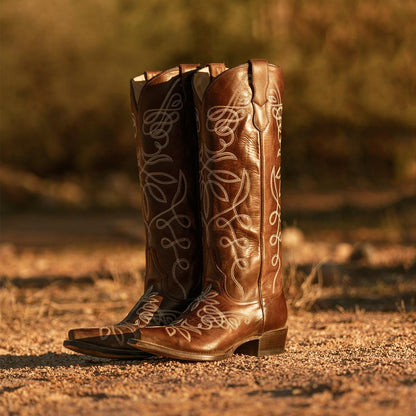 Adeline Burnished Brown Back Zip Cowboy Boot Brown Women Stetson Western