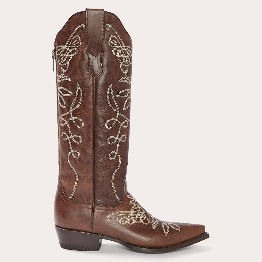 Adeline Burnished Brown Back Zip Cowboy Boot Brown Women Stetson Western