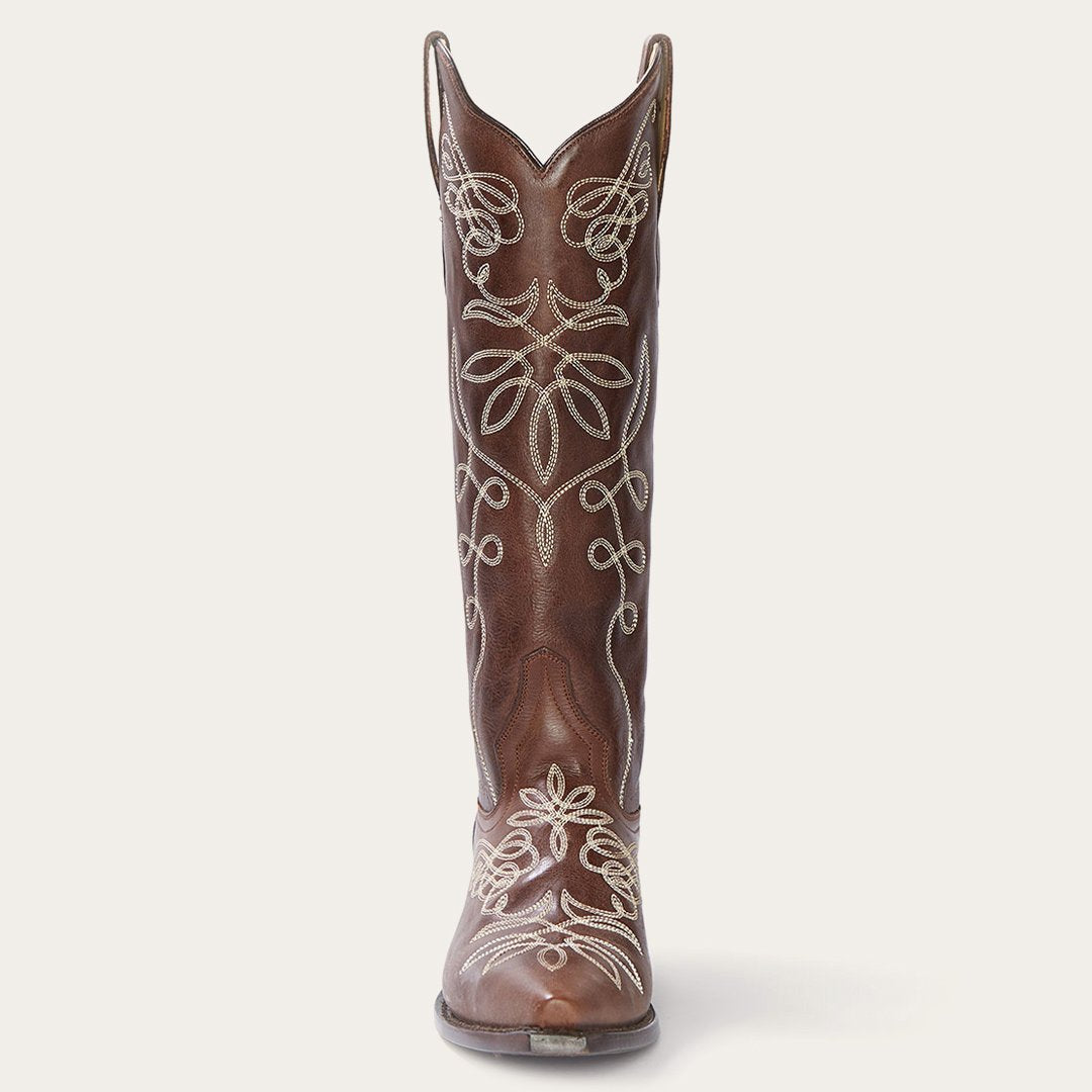 Adeline Burnished Brown Back Zip Cowboy Boot Brown Women Stetson Western
