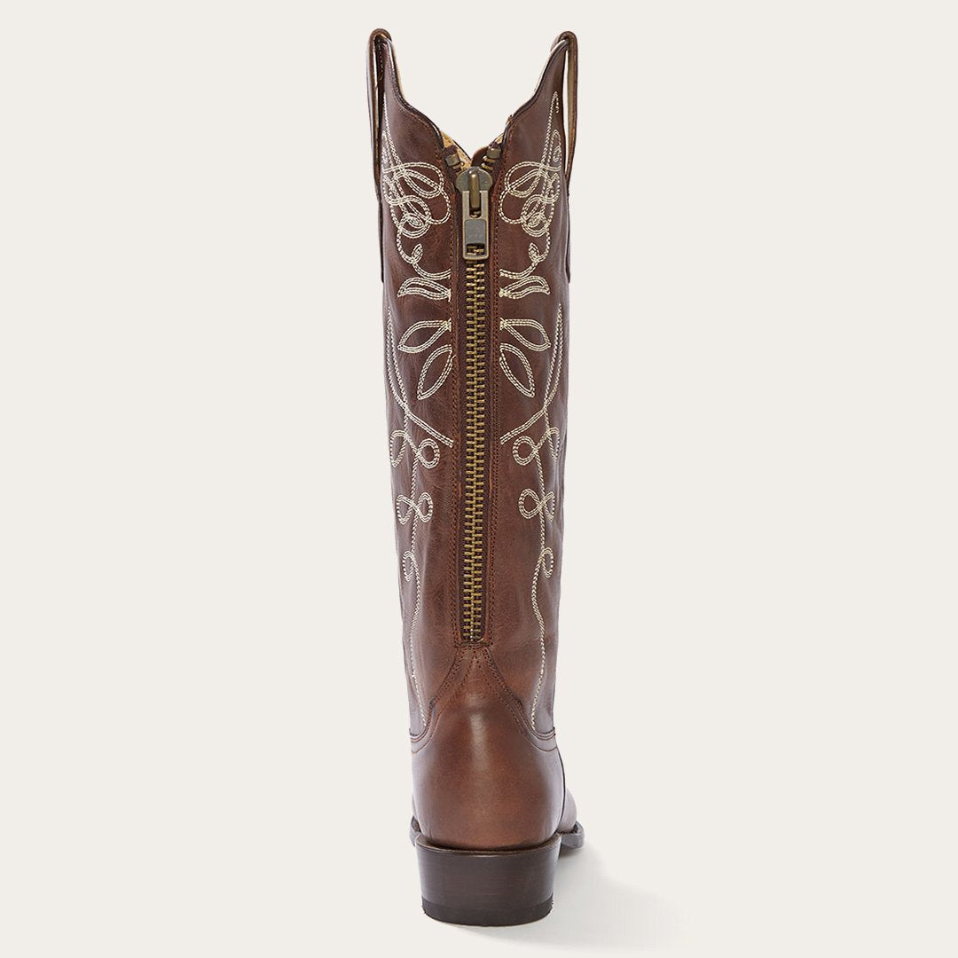 Adeline Burnished Brown Back Zip Cowboy Boot Brown Women Stetson Western