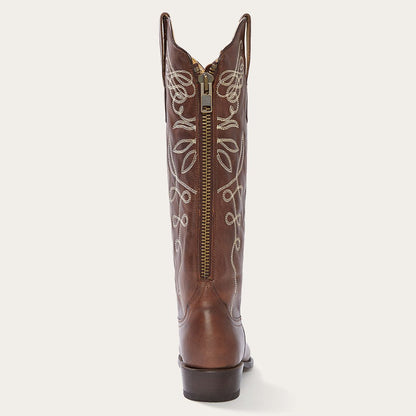 Adeline Burnished Brown Back Zip Cowboy Boot Brown Women Stetson Western