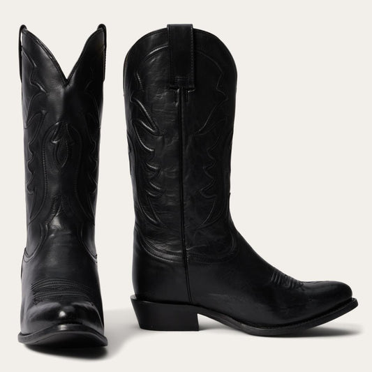 Ames Corded & Burnished Leather Boot Black Men Stetson Western