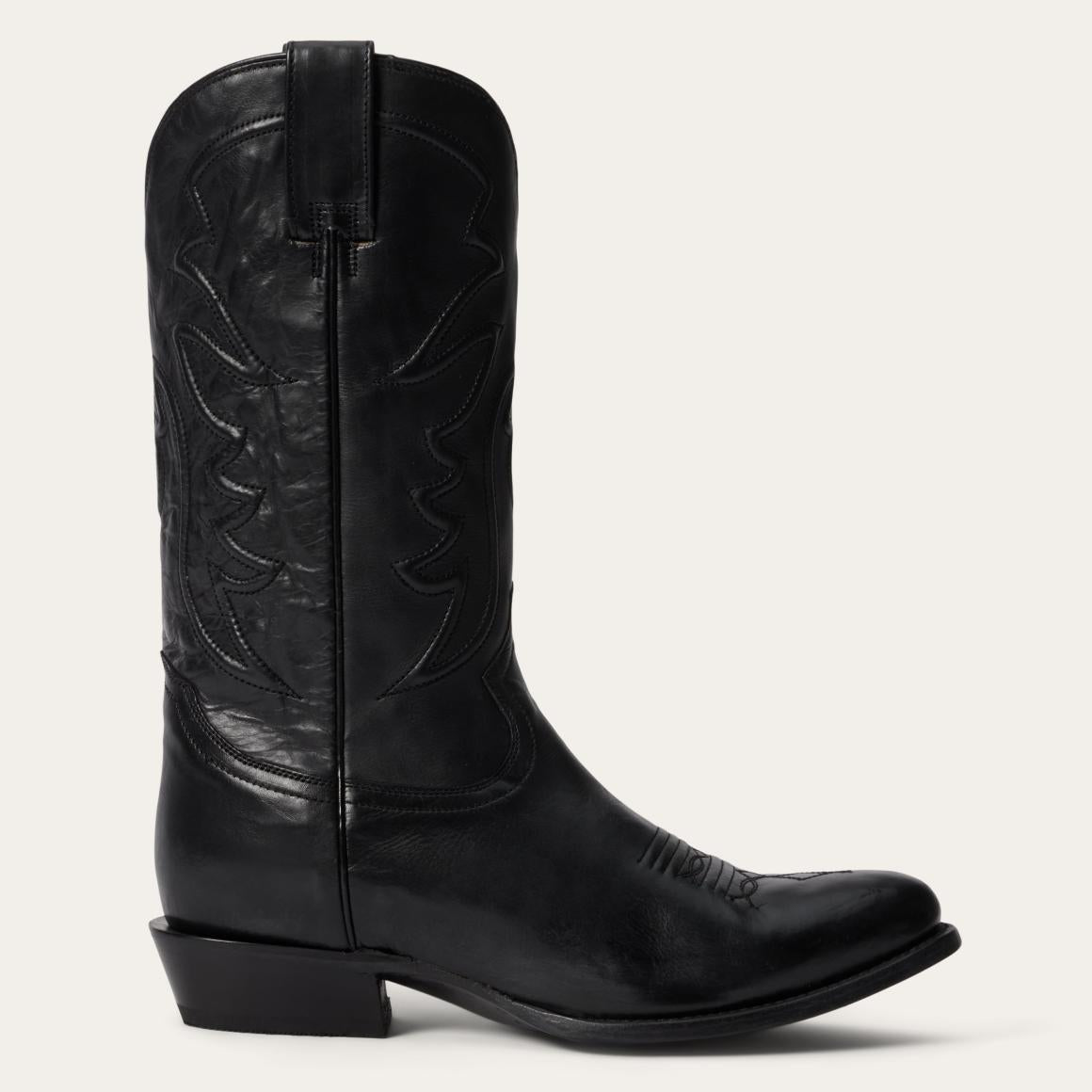 Ames Corded & Burnished Leather Boot Black Men Stetson Western