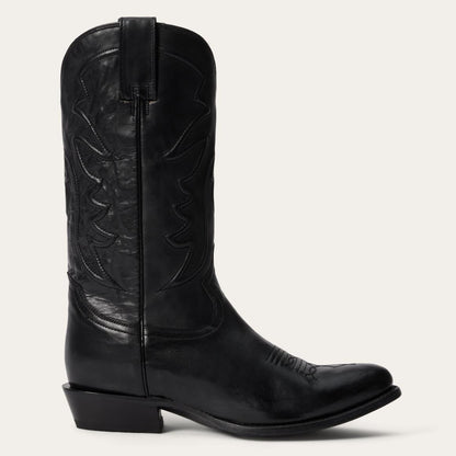 Ames Corded & Burnished Leather Boot Black Men Stetson Western